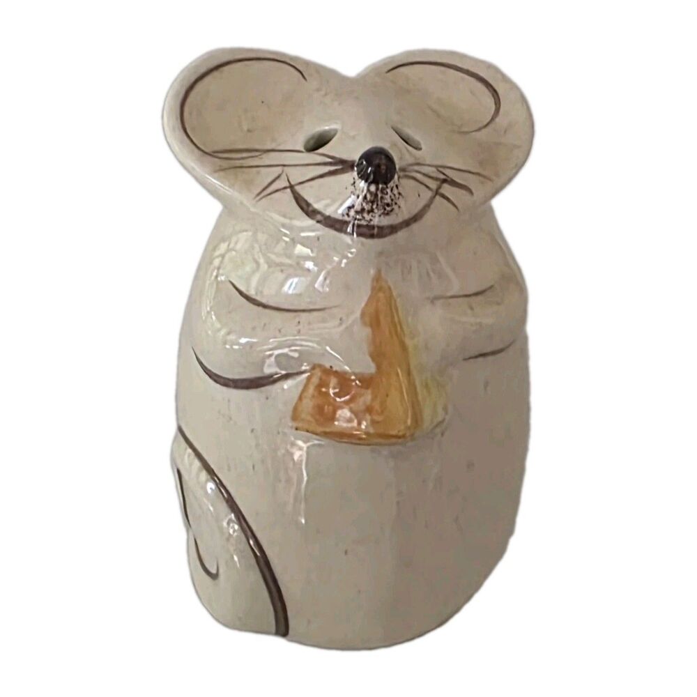 Vintage Farmhouse Ceramic Mouse Parmesan Cheese Shaker Hand Painted